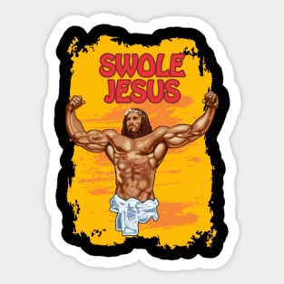 Hallowed be thy gains - Swole Jesus - Jesus is your homie so remember to pray to become swole af! - Round sunset Sticker